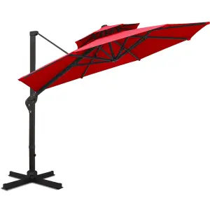 Sunshade Courtyard Garden Villa with Light LED Sun Umbrella Terrace Garden Layout Outdoor Umbrella
