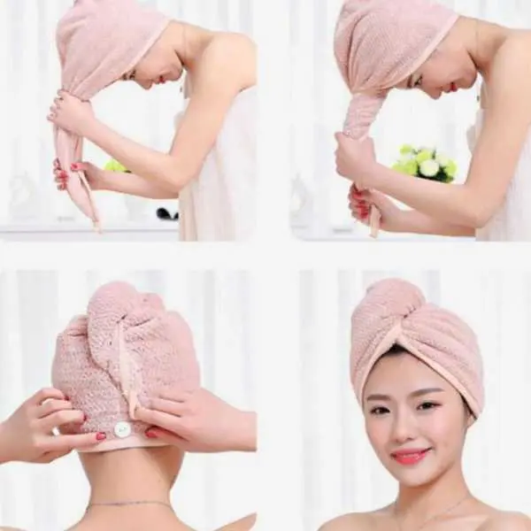 Super Absorbent Microfiber Hair Drying Wrap Towel ( Color May Vary) - Image 3