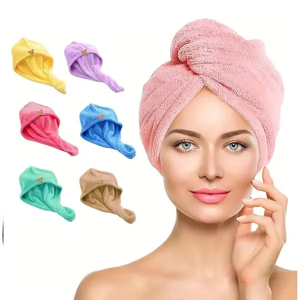 Super Absorbent Microfiber Hair Drying Wrap Towel ( Color May Vary) - Image 4