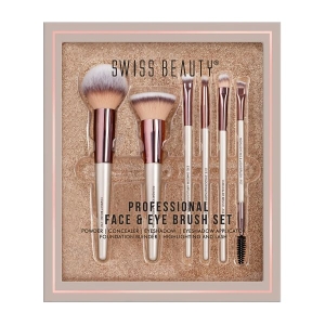 Swiss Beauty Professional Face & Eye Brush Set of 6 with Synthetic Fibres and Easy Blending For Cream