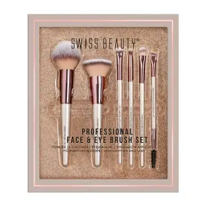 Swiss Beauty Professional Face & Eye Brush Set of 6 with Synthetic Fibres and Easy Blending For Cream