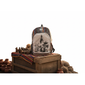 Swoyambhunath Printed Handmade Sustainable Hemp & Cotton Mix Backpack for Unisex