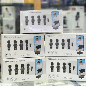 T90 High quality Portable 4 in 1 Lavaliere Microphone Lightweight Mic Digital Display Noise Cancelling
