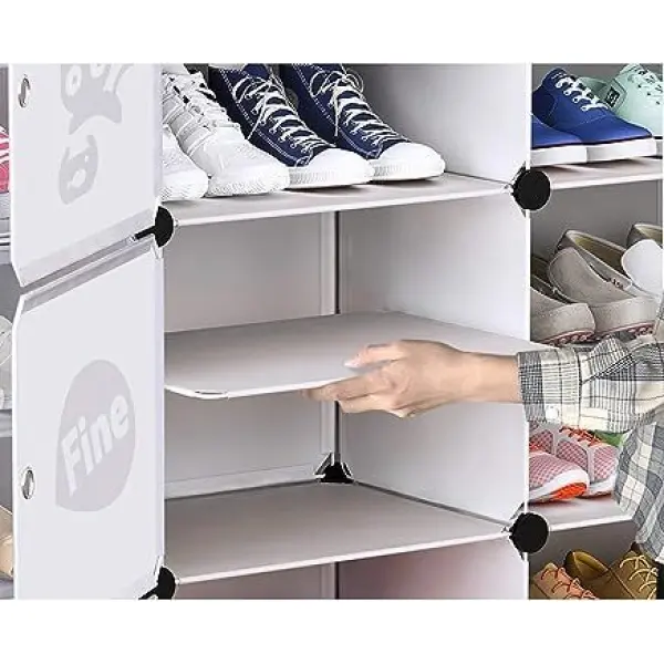 Table Runner Dustproof Shoe Rack 2 Columns 4 Tier Plastic Withdoor Removable Storage 16 Pairs Of Shoes Dormitory Living Room - Image 4
