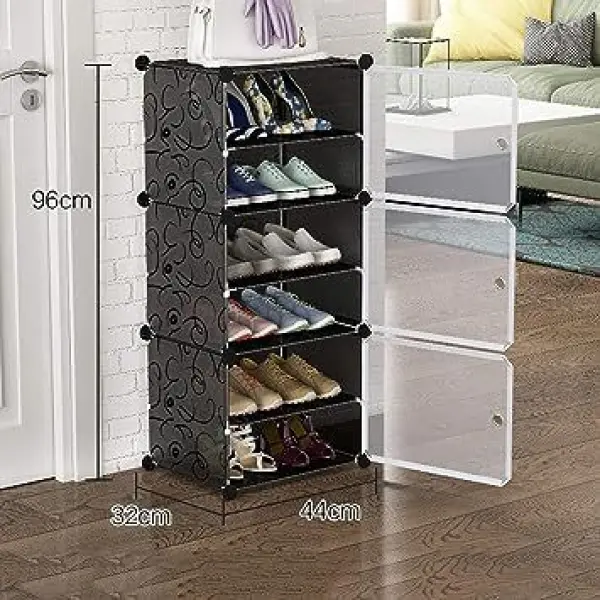 Table Runner Shoe Rack 6 Tier Plastic Withdoor Dustproof Removable Storage 12 Pairs Of Shoes - Image 3