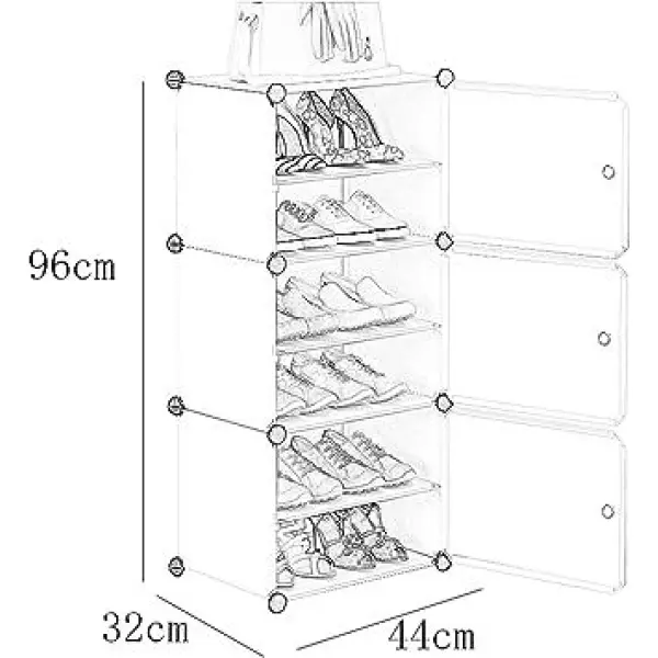 Table Runner Shoe Rack 6 Tier Plastic Withdoor Dustproof Removable Storage 12 Pairs Of Shoes - Image 4