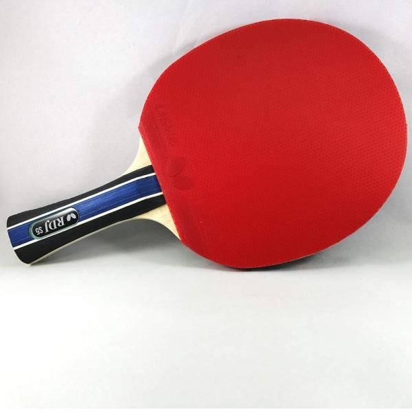 Table Tennis Racket/ Butterfly RDJ S2 ITTF Approved Wood Table Tennis Racket with Thick Sponge for Better Speed - Red and Black - Image 2