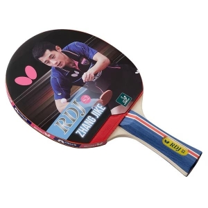 Table Tennis Racket/ Butterfly RDJ S2 ITTF Approved Wood Table Tennis Racket with Thick Sponge for Better Speed - Red and Black