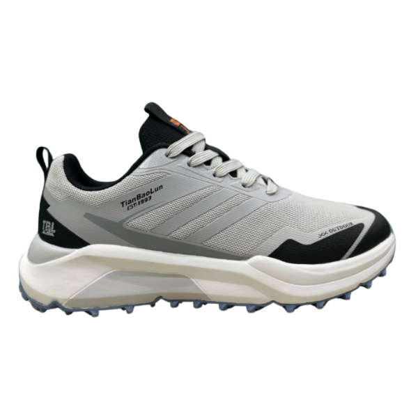 TBL Round Toe Lace-Up Closure Sneakers for Men (Gray)