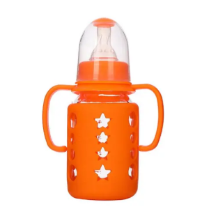 Tender Flo Glass Feeder | Borosilicate Baby Feeding Bottle With Silicon Sleeve And Handle 125ML