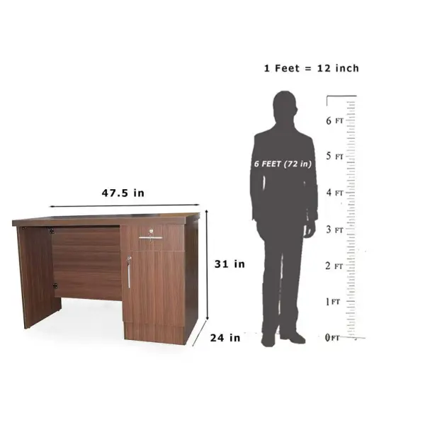 Tesa Executive Office Home Table Study Tablw with Drawer, Computer Or Laptop Working Wooden Strong Table in Walnut Color (4 Feet and 5feet Options) - Image 3