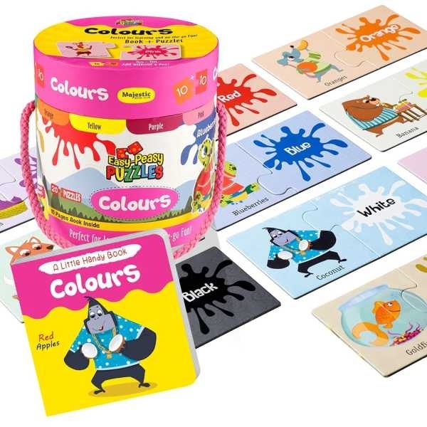 THE BOOK TREE Easy Peasy 20 Piece Big Size Color Puzzle Set With 1 Board Book For Children - Image 2