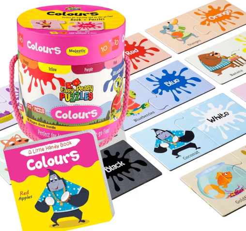 THE BOOK TREE Easy Peasy 20 Piece Big Size Color Puzzle Set With 1 Board Book For Children