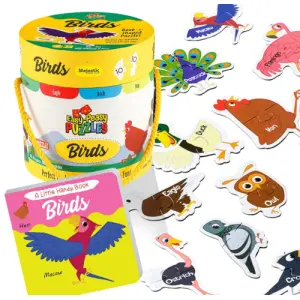 THE BOOK TREE Easy Peasy 20 Piece Early Learning Big Size Birds Jigsaw Puzzle For 2 + 3 + 4 + 5 + Kids With 1 Board Book Gift Box By Majestic Book Club