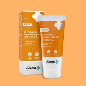 The Derma Co 1% Hyaluronic Sunscreen SPF 50 Aqua Gel, PA++++, Lightweight, No White-cast For Broad Spectrum & Blue Light Protection For Oily and Dry Skin - 80g