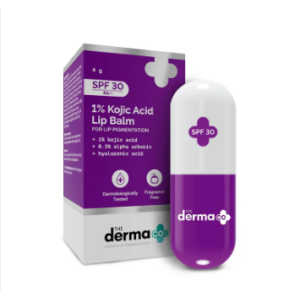 The Derma Co 1% Kojic Acid Lip Balm I With Alpha Arbutin & Hyaluronic Acid I SPF 30 PA++ I Gives Moisturized Lips | Off White | Travel Friendly | For Dark & Pigmented Lips | 4g