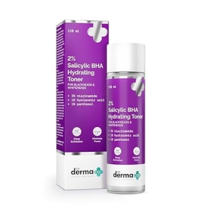The Derma Co 2% Salicylic BHA Hydrating Toner | BHA Liquid, Facial Exfoliant-Removes Blackheads & Whiteheads | Unclogs & Minimizes Pores | Hydrating Formula | For Oily & Acne Prone Skin | 150 ml