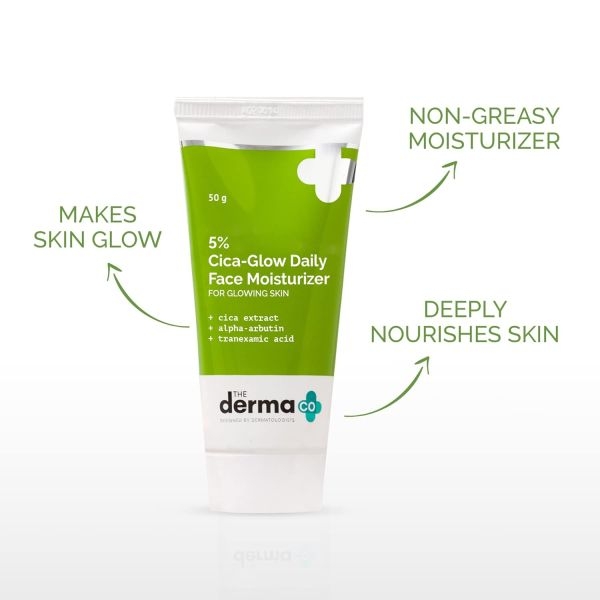 The Derma Co 5% Cica Glow Daily Face Moisturizer With Alpha Arbutin And Tranexamic Acid For Glowing Skin 50 G - Image 3