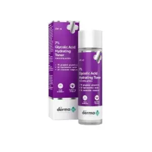 The Derma Co 7% Glycolic Acid Hydrating Toner Hyaluronic Acid & Ceramide Complex For Glowing Skin Multi-Purpose Exfoliating Toner For Face,Body,Underarms & Scalp LotionI For Dull & Uneven Skin150Ml