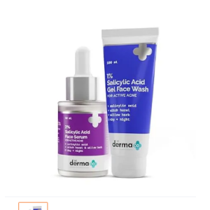 The Derma Co Anti-Acne Regimen Combo - 1% Salicylic Acid Gel Face Wash (100 ml) + 2% Salicylic Acid Serum (30 ml)
