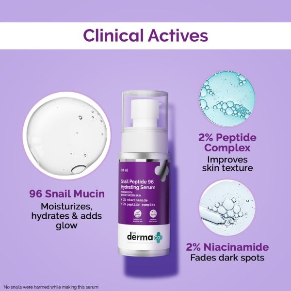 The Derma Co Snail Peptide 96 Hydrating Serum with Niacinamide & Peptide Complex for Smooth & Moisturized Skin | Snail Mucin Serum | Dull Skin & Fine Lines, Korean Skincare - 80 ml - Image 3