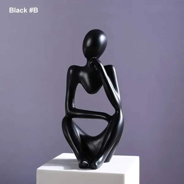 Thinker Statue Black Decor 3Pcs Set Abstract Art Sculpture Resin - Image 4