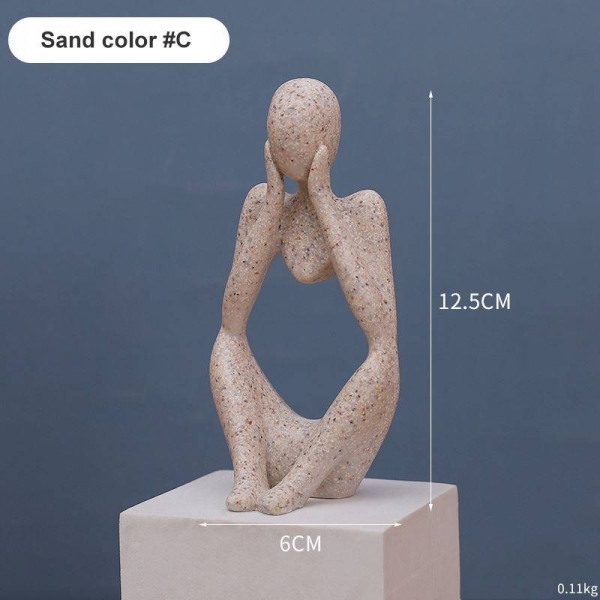 Thinker Statue Sand Decor Abstract Art Sculpture Resin - 3Pcs Set - Image 2