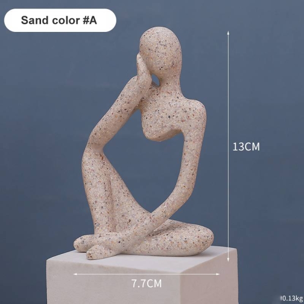 Thinker Statue Sand Decor Abstract Art Sculpture Resin - 3Pcs Set - Image 3