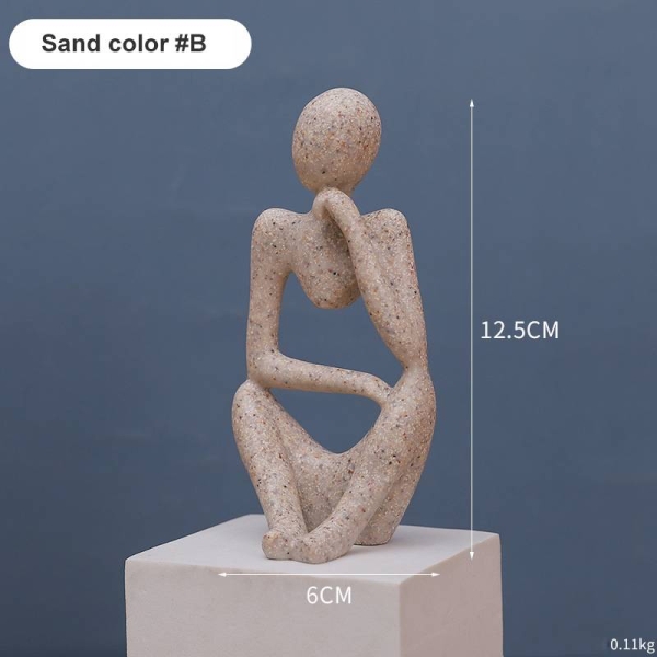 Thinker Statue Sand Decor Abstract Art Sculpture Resin - 3Pcs Set - Image 4