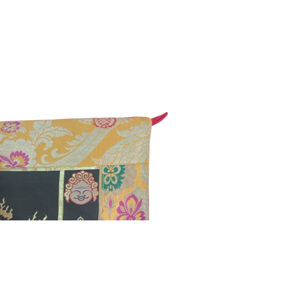 Tibetan Mahakala Embroidered Silk Brocade Banner - Nepali Cotton Wall Hanging (50x60cm) - Spiritual Home Decor - Image 4