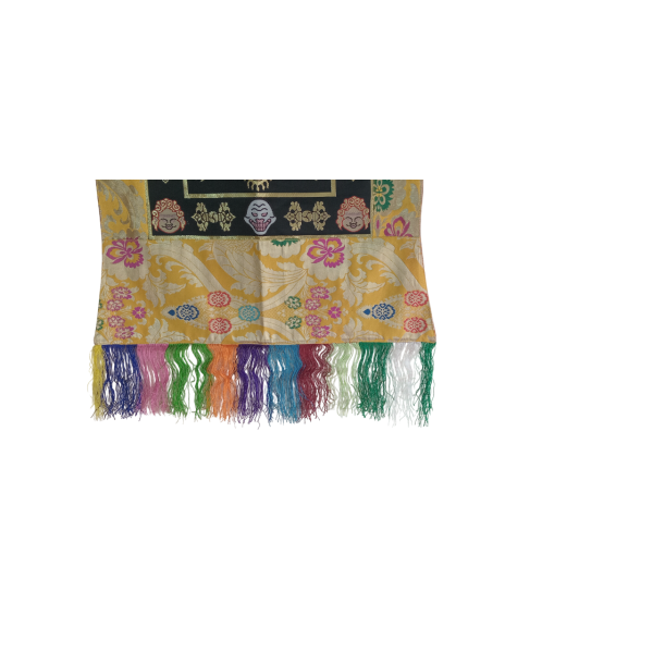 Tibetan Mahakala Embroidered Silk Brocade Banner - Nepali Cotton Wall Hanging (50x60cm) - Spiritual Home Decor - Image 5
