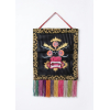 Tibetan Mahakala Embroidered Wall Hanging - Silk Brocade & Cotton Buddhist Banner - Made in Nepal (33x37 cm)