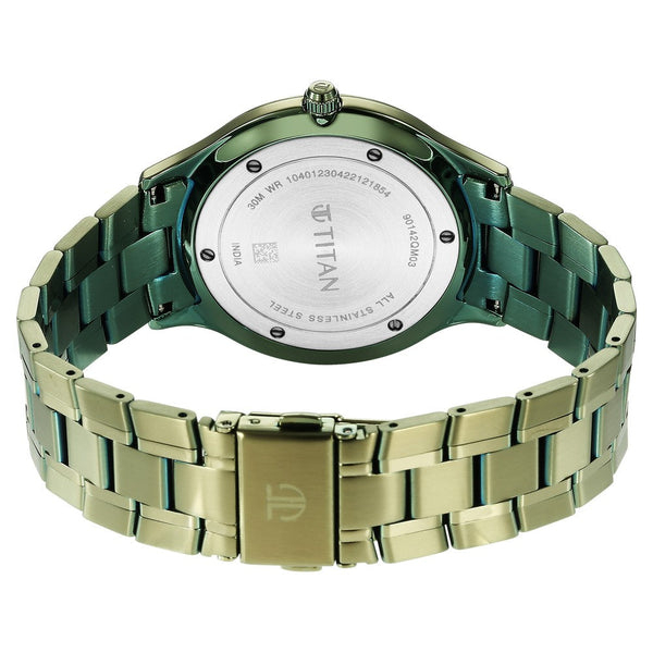 Titan Classique Slimline Green Dial Analog with Day and Date Stainless Steel Strap watch for Men - Image 5