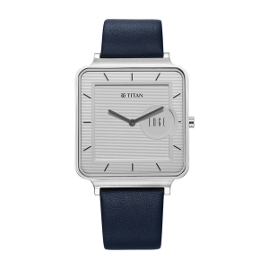 Titan Edge Quad Quartz Analog White Dial With Blue Leather Strap Watch For Men