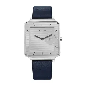 Titan Edge Quad Quartz Analog White Dial With Blue Leather Strap Watch For Men