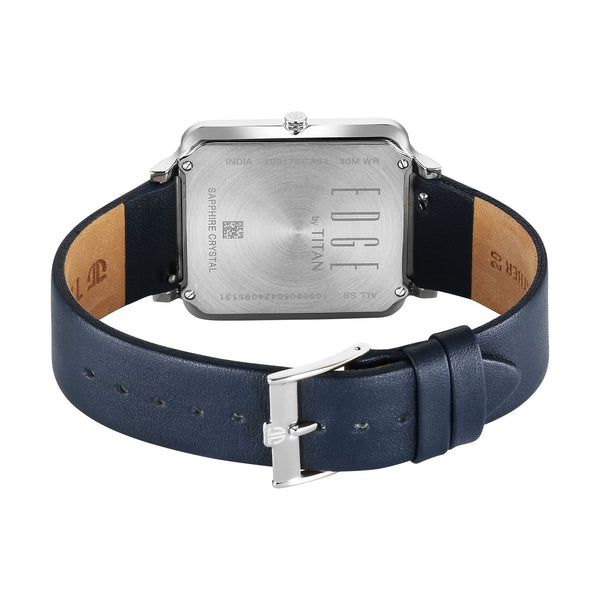 Titan Edge Quad Quartz Analog White Dial With Blue Leather Strap Watch For Men - Image 5