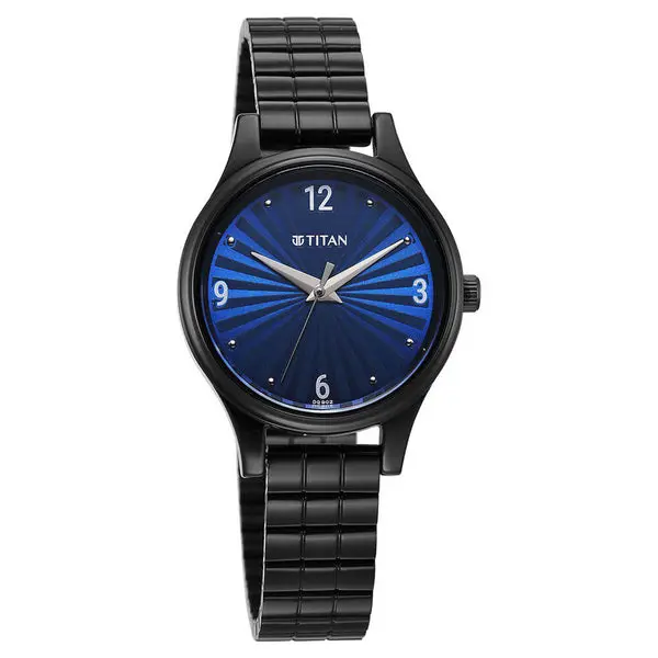 Titan Karishma Quartz Analog Blue Dial Black Stainless Steel Strap Watch For Women(2679NM02) - Image 2