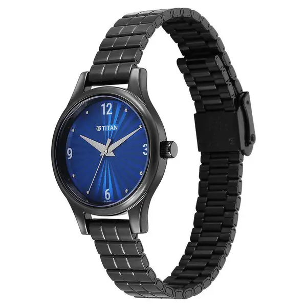 Titan Karishma Quartz Analog Blue Dial Black Stainless Steel Strap Watch For Women(2679NM02) - Image 3