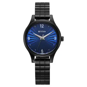 Titan Karishma Quartz Analog Blue Dial Black Stainless Steel Strap Watch For Women(2679NM02)