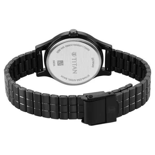 Titan Karishma Quartz Analog Blue Dial Black Stainless Steel Strap Watch For Women(2679NM02) - Image 5