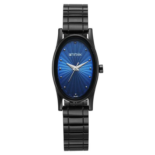 Titan Karishma Quartz Analog Blue Dial Black Stainless Steel Strap Watch For Women(2759NM01) - Image 2