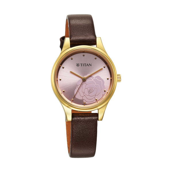 Titan Karishma Quartz Analog Pink Leather Strap for Women - Image 2