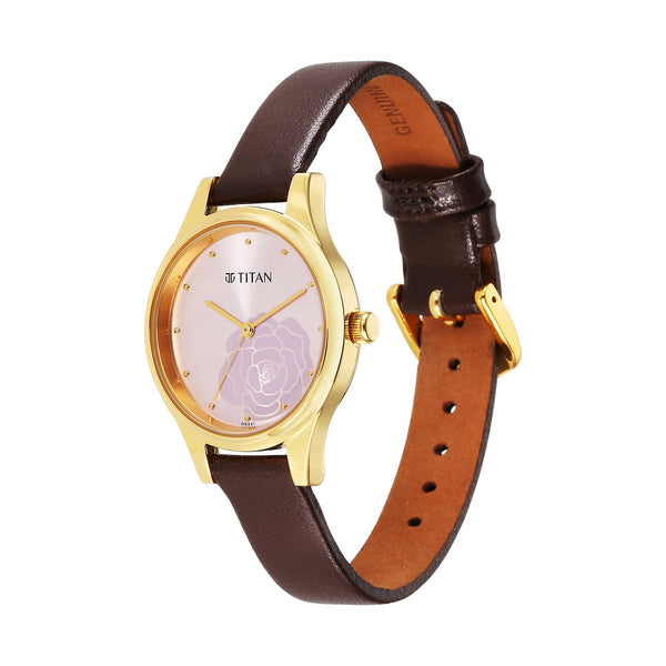 Titan Karishma Quartz Analog Pink Leather Strap for Women - Image 3