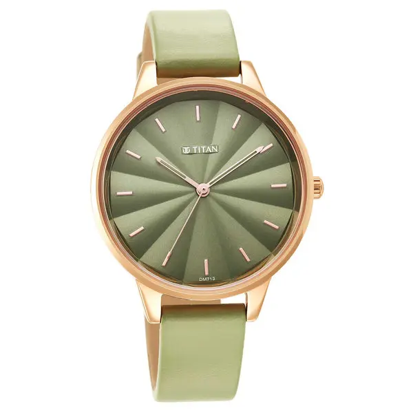 Titan Neo Green Dial Analog Leather Strap Watch for Women - Image 2