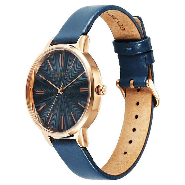 Titan Neo Quartz Analog Blue Dial Leather Strap Watch For Women(2648WL08) - Image 3