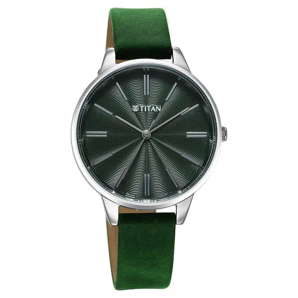 Titan Neo Quartz Analog Green Dial Leather Strap Watch For Women - Image 2
