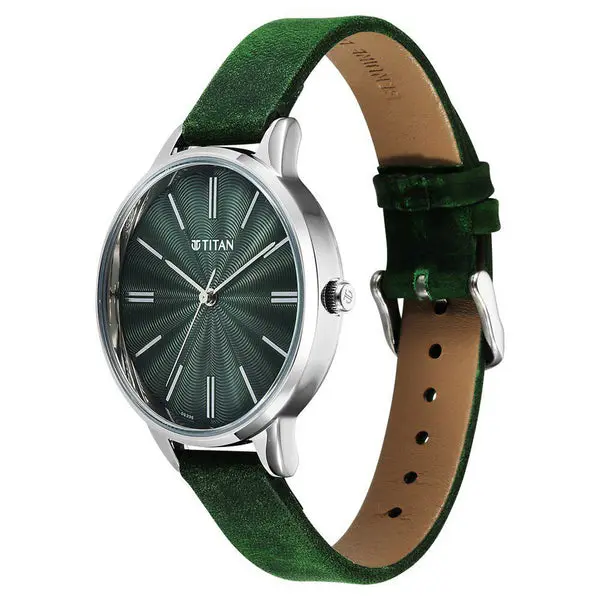 Titan Neo Quartz Analog Green Dial Leather Strap Watch For Women - Image 3
