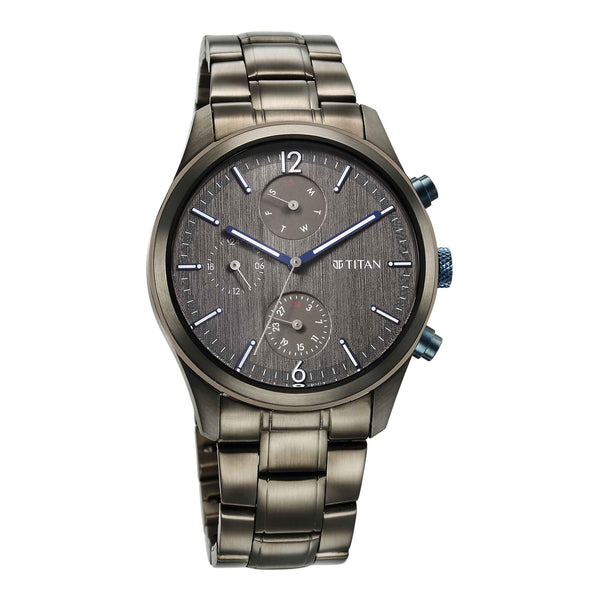 Titan Neo Splash Quartz Multifunction Anthracite Dial Stainless Steel Strap Watch for Men - Image 2
