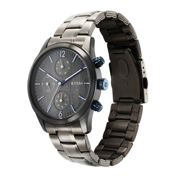 Titan Neo Splash Quartz Multifunction Anthracite Dial Stainless Steel Strap Watch for Men - Image 3