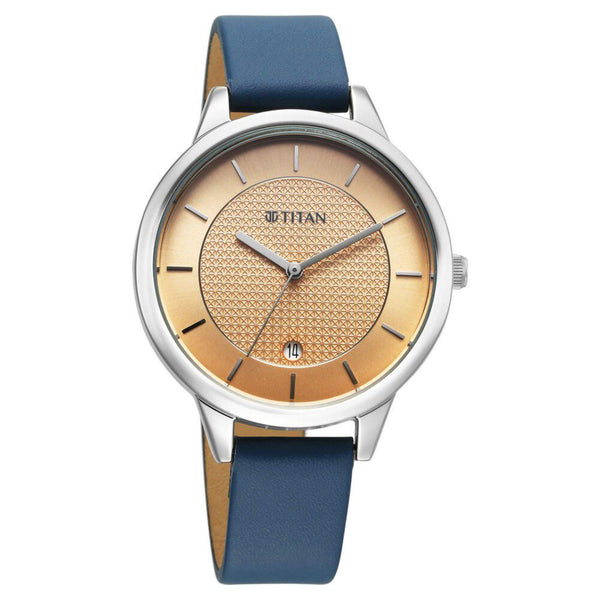 Titan Neo Workwear Quartz Analog Peach Dial Leather Strap Watch For Women - Image 2